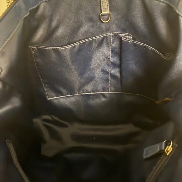 Like New Coach 🔥 Vintage Audrey Patent Leather Navy Tote Shoulder Bag - Picture 10 of 14